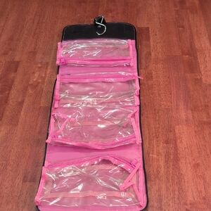 Pink Hanging Organizer with Clear Pockets